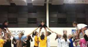 Downers Grove Varsity Panther Cheerleaders ending pyramid