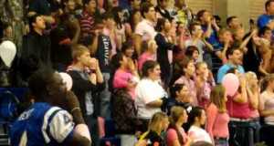 needville cheerleading pink out pep rally 2010 class yells