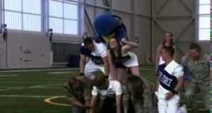 Gimme an H! Prince Harry joins cheerleading pyramid