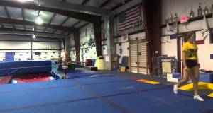 MEGAN – TUMBLING ON BACK FLOOR (ONTO RESI-PIT) – Gymnastics Cheerleading Cheer Training Progress