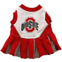 Pets First NCAA University of Ohio Buckeyes Cheerleader Dog Outfit, Small