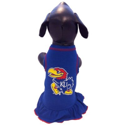NCAA Kansas Jayhawks Cheerleader Dog Dress, Team Color, XX-Small