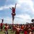 Bikini clad cheerleaders’ amazing stunts