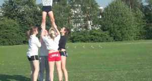 Cheerleading Stunts- Elevator, Cradle and Twist Cradle.