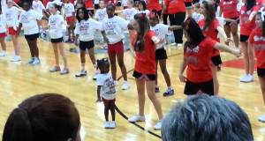 My daughter the youngest cheerleader on the team