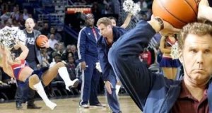 Will Ferrell Smacks A New Orleans Pelicans Cheerleader In The Face With A Basketball!